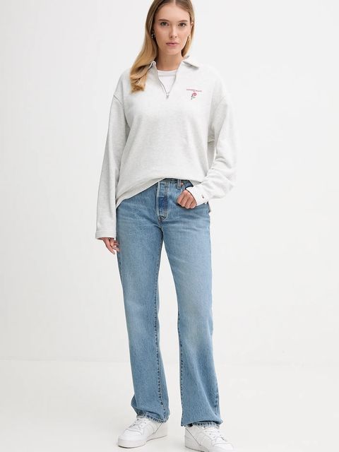 Tommy Jeans bluza bawełniana damska kolor szary gładka DW0DW22182 - zdjęcie produktu nr 2