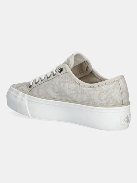 Calvin Klein Jeans trampki VULC FLATF JACQUARD AOP damskie kolor beżowy YW0YW01965