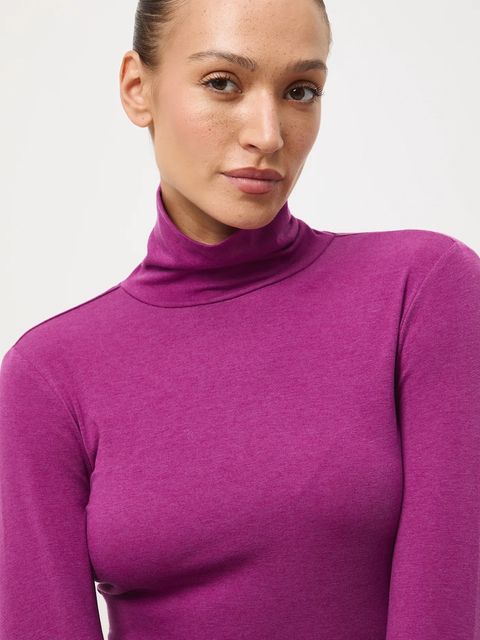 Medicine longsleeve z wełną kolor fioletowy z golfem