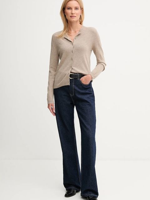 United Colors of Benetton kardigan z dodatkiem wełny damski kolor beżowy lekki 102HD502B