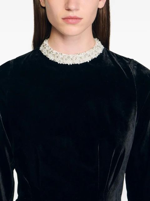 SANDRO velvet mini dress - Black