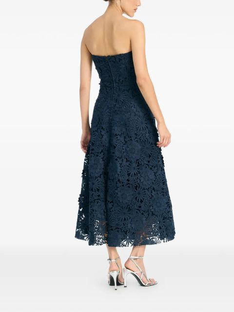 ROTATE BIRGER CHRISTENSEN 3D lace flared midi dress - Blue