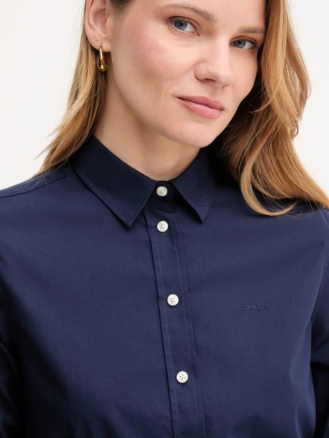Gant koszula bawełniana damska kolor granatowy regular z kołnierzykiem klasycznym 4300348