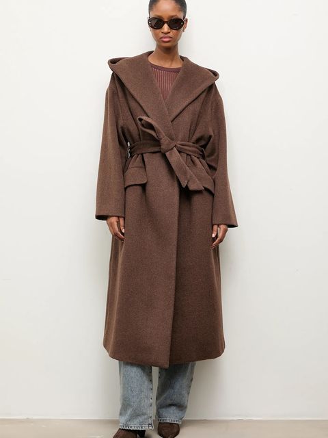 Answear.LAB płaszcz wełniany kolor brązowy