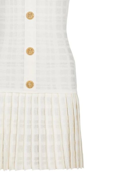 Balmain button-embellished pleated dress - White - zdjęcie produktu nr 2