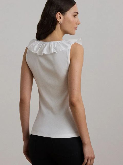 Lauren Ralph Lauren top bawełniany kolor biały 200957654