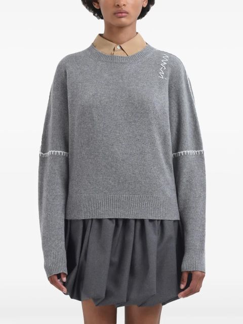 Marni whipstitch-trim sweater - Grey - zdjęcie produktu nr 2