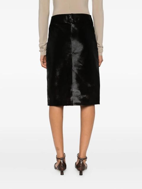 LouLou de Saison side-split calf-hair skirt - Brown