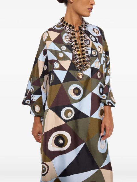 PUCCI Occhi-print silk kaftan with embroidery - Green
