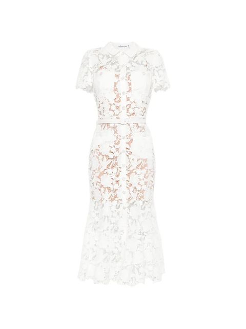 Self-Portrait lace collared midi dress - White - zdjęcie produktu nr 1