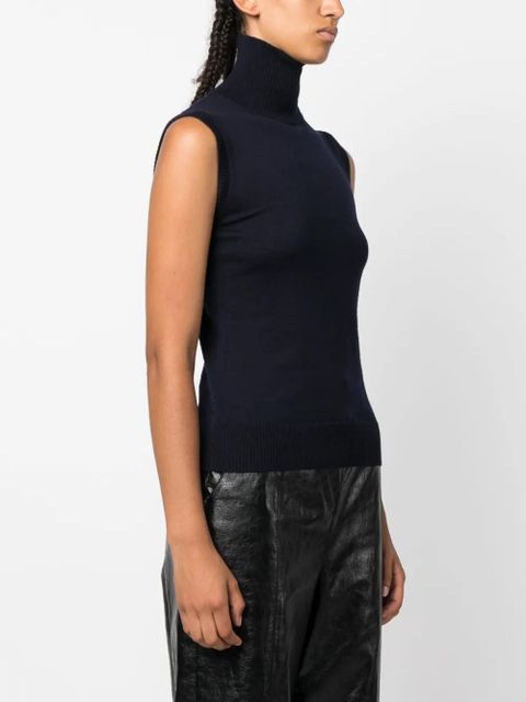 Sportmax roll-neck virgin-wool vest - Blue