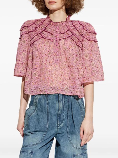 MARANT ÉTOILE Carmen ruffled paisley-print top - Pink