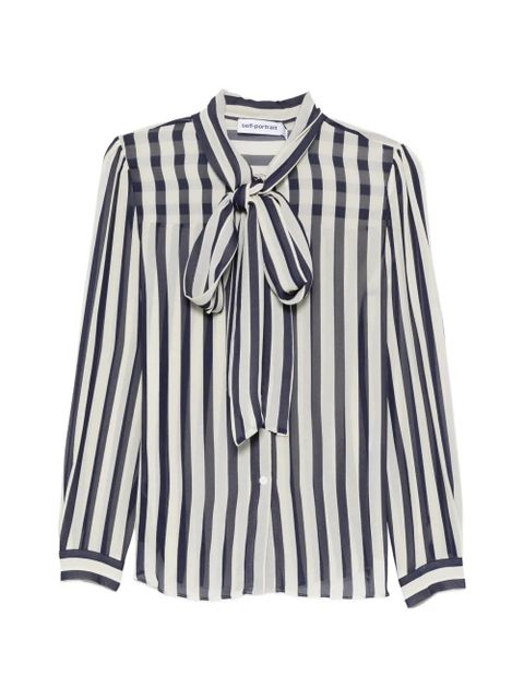 Self-Portrait striped neck-tie blouse - Blue - zdjęcie produktu nr 1