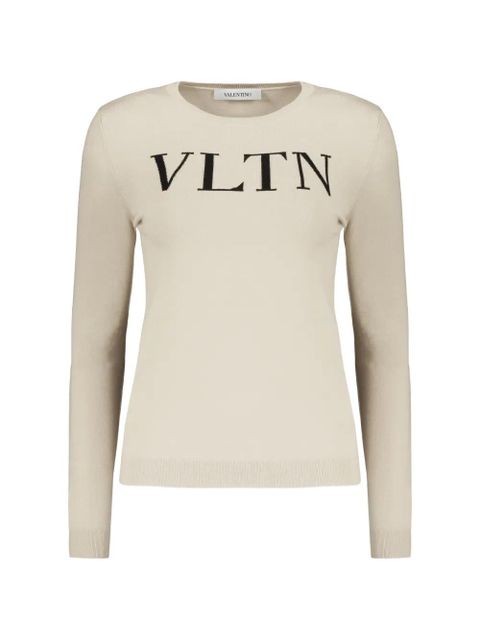 Valentino Garavani logo-intarsia crew-neck sweater - Neutrals - zdjęcie produktu nr 1