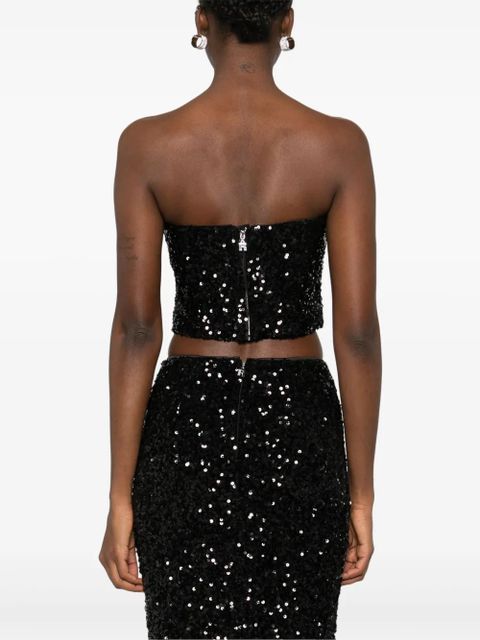 ROTATE BIRGER CHRISTENSEN sequined crop top - Black