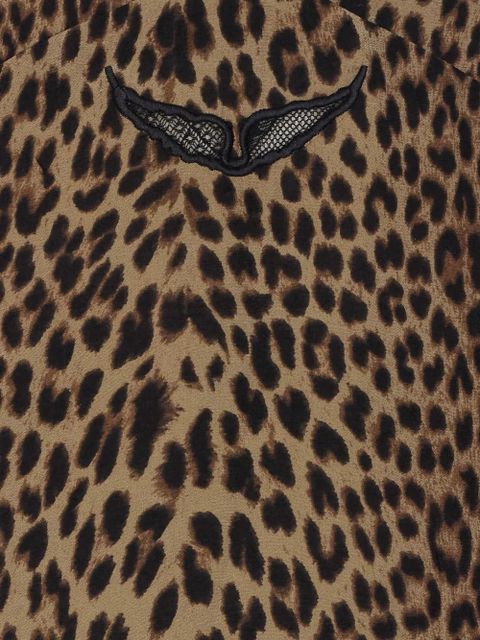 Zadig&Voltaire lace-trimmed leopard-print midi dress - Brown