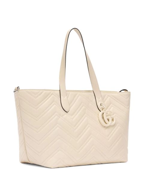 Gucci medium logo-pendant tote bag - Neutrals