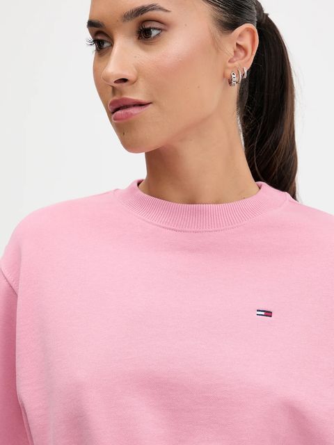 Tommy Jeans bluza bawełniana damska kolor różowy gładka DW0DW21831