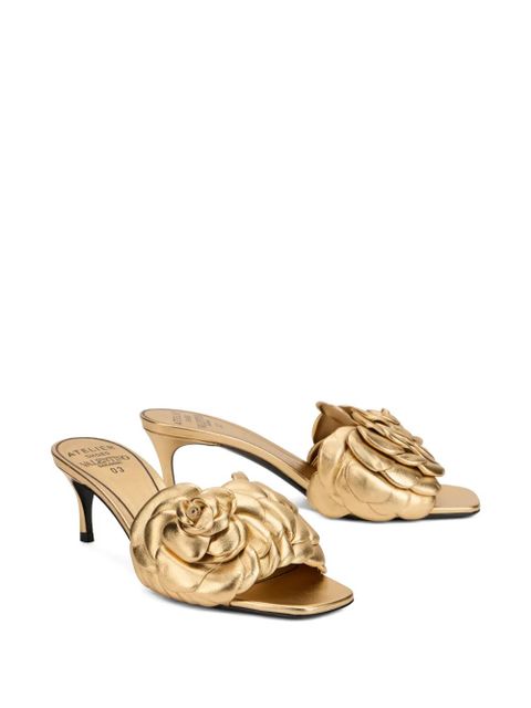 Valentino Garavani flower heeled sandals - Gold