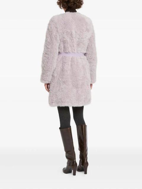 Yves Salomon belted-waist coat - Purple