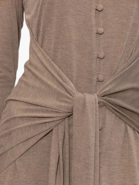 GANNI tie-detail button-up mini dress - Neutrals