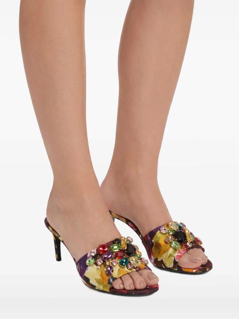 Dolce & Gabbana 70mm jewel-embellished mules - Black