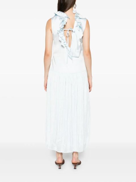 Jil Sander ruffled-neck maxi dress - Blue