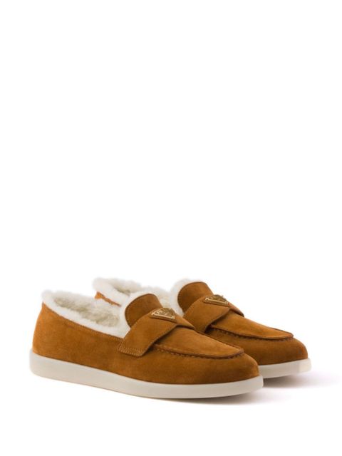 Prada Suede and shearling loafers - Brown - zdjęcie produktu nr 2
