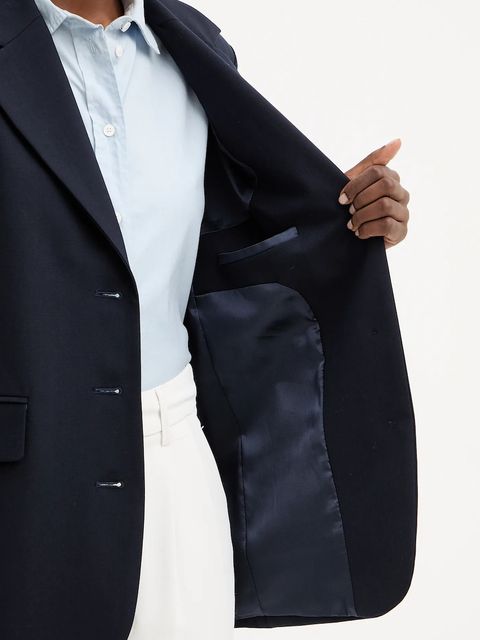 Marella marynarka z wełną kolor granatowy jednorzędowa gładka 2523046144200