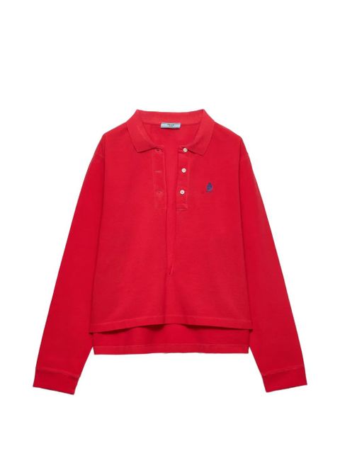 Prada long-sleeved cotton piqué polo shirt - Red - zdjęcie produktu nr 1