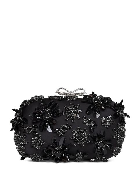 Self-Portrait crystal-embellished floral clutch bag - Black - zdjęcie produktu nr 1