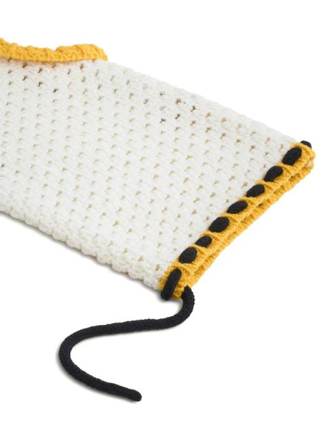 Marni colour-block crochet balaclava - White