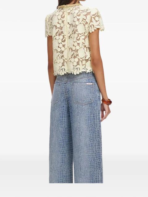 Self-Portrait lace embroidered top - Yellow - zdjęcie produktu nr 2