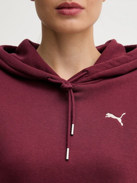Puma bluza damska kolor bordowy z kapturem gładka 629746