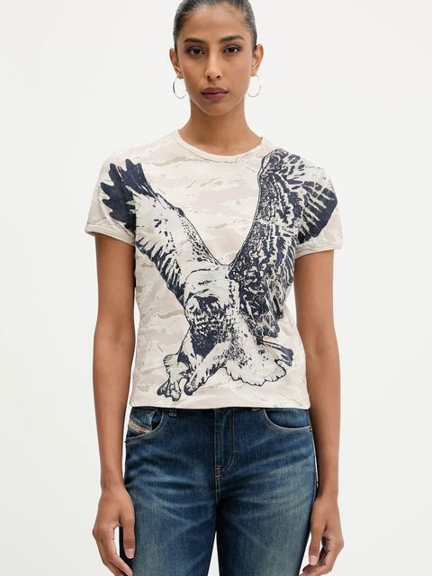 Diesel t-shirt bawełniany T-UNCUTIE-LONG-R1 damski kolor beżowy A19551.0DLBM - zdjęcie produktu nr 1