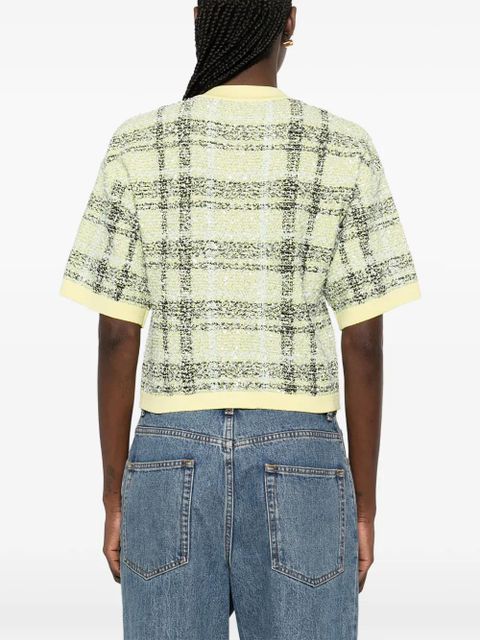 Balmain buttoned check tweed cardigan - Yellow