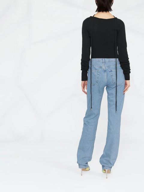 The Attico strap-detail knitted top - Black