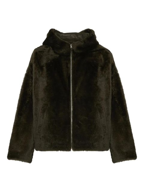 Yves Salomon hooded shearling jacket - Green - zdjęcie produktu nr 1