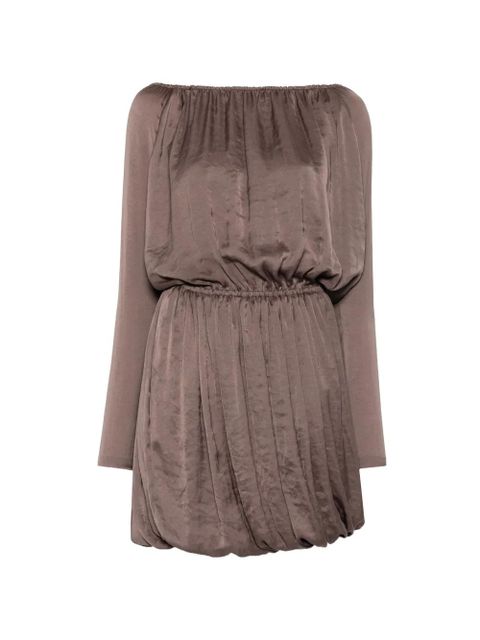 Saint Laurent elasticated long-sleeve midi dress - Brown - zdjęcie produktu nr 1