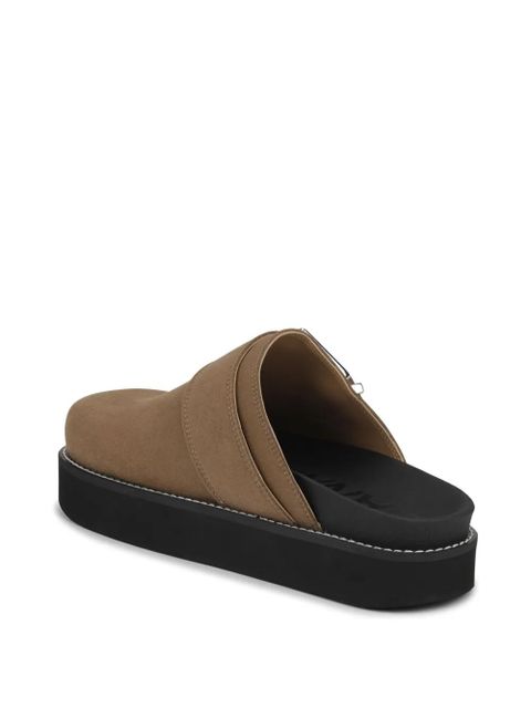 GANNI buckle-strap suede mules - Brown