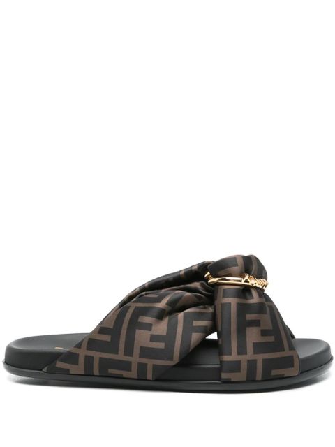 FENDI FF satin slides - Brown - zdjęcie produktu nr 1