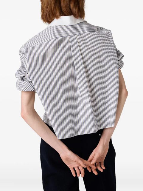 Miu Miu striped embroidered shirt - White