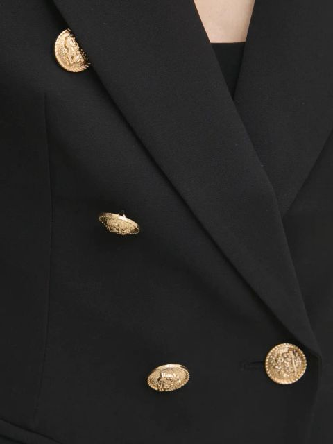 Answear.LAB marynarka kolor czarny dwurzędowa gładka