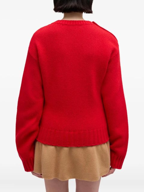 GANNI cable-knit buttoned sweater - Red