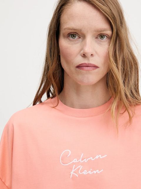 Calvin Klein Jeans t-shirt bawełniany damski kolor pomarańczowy LV047C202G
