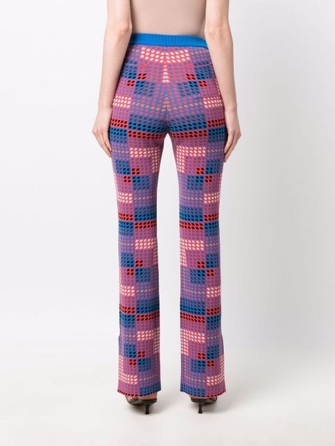 Rabanne geometric-print knitted trousers - Blue