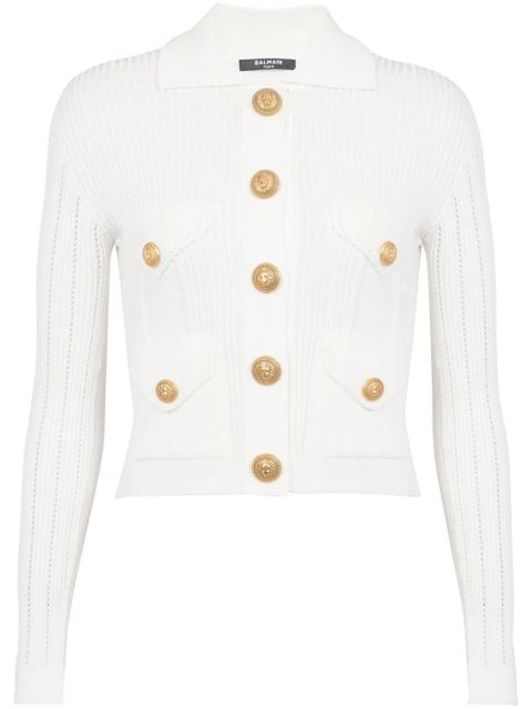 Balmain buttoned ribbed cardigan - White - zdjęcie produktu nr 1