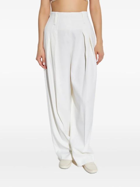 Victoria Beckham pleated wide-leg trousers - White