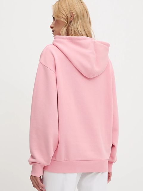 HUGO bluza bawełniana damska kolor różowy z kapturem z nadrukiem 50544870