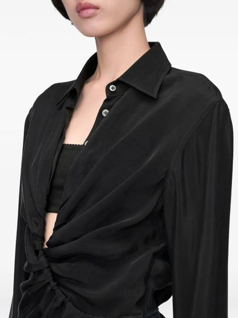 Maison Margiela twisted draped shirt dress - Black